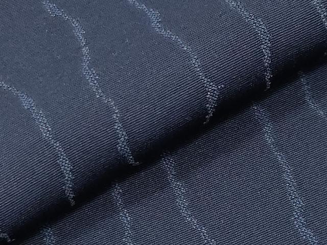 平和屋着物●上質な色無地　よろけ縞地紋　濃藍色　正絹　逸品　未使用　CABI0460gh