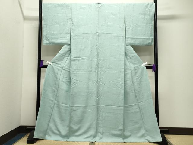 平和屋着物●上質な色無地　草木地紋　千草鼠色　正絹　逸品　CABI0461gh