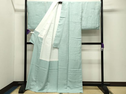 平和屋着物●上質な色無地　草木地紋　千草鼠色　正絹　逸品　CABI0461gh