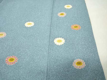 平和屋着物●京友禅の第一人者　松井青々　訪問着　駒刺繍　松竹梅花文　金彩　反端付き　正絹　逸品　CABI0463gh