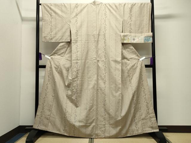平和屋着物●三代目市三郎　雅大島　紬　花唐草間道　証紙付き　正絹　逸品　CABI0465gh