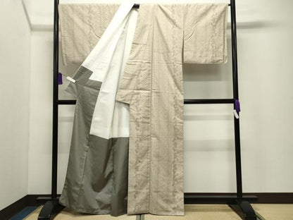 平和屋着物●三代目市三郎　雅大島　紬　花唐草間道　証紙付き　正絹　逸品　CABI0465gh