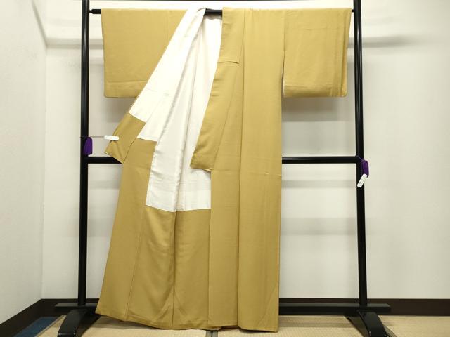 平和屋着物●上質な色無地　芥子色　正絹　逸品　未使用　CABI0466gh