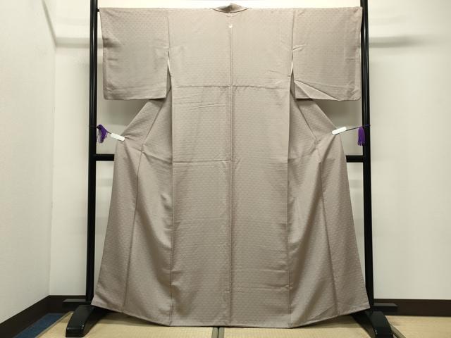 平和屋着物●上質な色無地　青海波地紋　利休白茶色　正絹　逸品　CABI0473gh