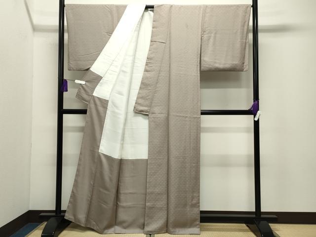 平和屋着物●上質な色無地　青海波地紋　利休白茶色　正絹　逸品　CABI0473gh