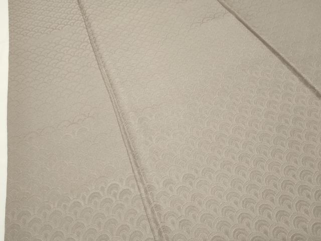 平和屋着物●上質な色無地　青海波地紋　利休白茶色　正絹　逸品　CABI0473gh