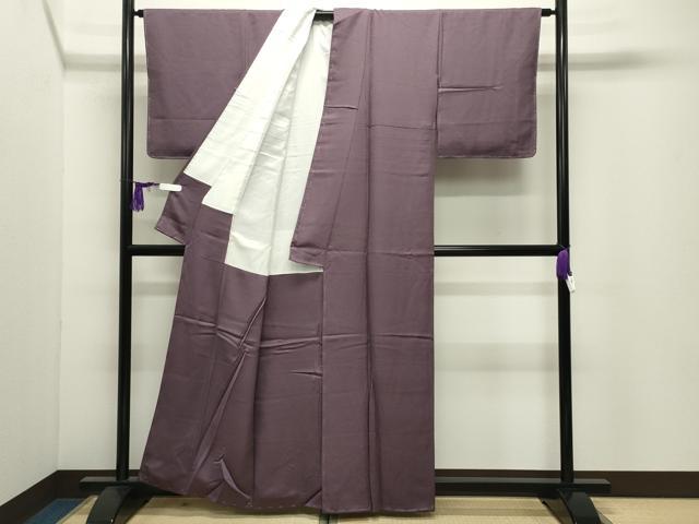 平和屋着物●本草木染作家　瑞寶　色無地　紋意匠　葡萄鼠色　正絹　逸品　未使用　CABI0474gh