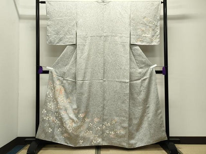 平和屋着物●訪問着　御所車萩文　たたき染め　金彩　正絹　逸品　未使用　CABI0476gh