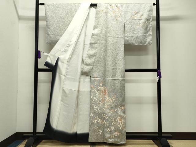 平和屋着物●訪問着　御所車萩文　たたき染め　金彩　正絹　逸品　未使用　CABI0476gh