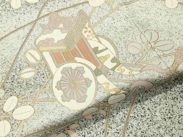 平和屋着物●訪問着　御所車萩文　たたき染め　金彩　正絹　逸品　未使用　CABI0476gh