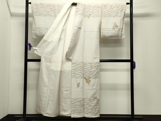 平和屋着物●国際的オートクチュールデザイナー君島一郎KIMIJIMA中国三大刺繍相良刺繍　訪問着　芝草花文　金彩　正絹　逸品　CABI0478gh