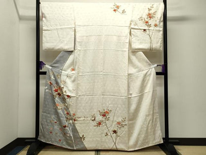 平和屋着物●訪問着　駒刺繍　流水橘花文　金彩　正絹　逸品　CABI0479gh
