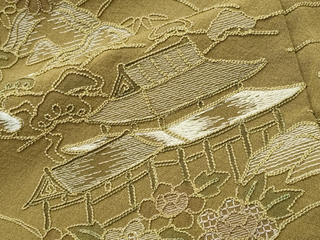 平和屋着物●豪華色留袖　総刺繍　風景草花文　暈し染め　正絹　逸品　CABI0482gh