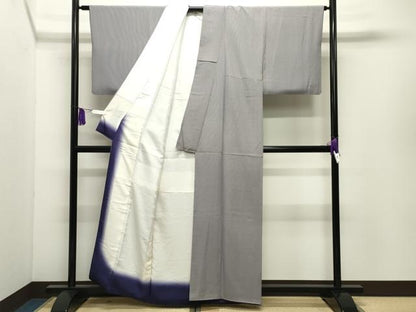 平和屋着物●江戸小紋　寺山存男　万筋　深紫色×白色　正絹　逸品　CABI0483gh