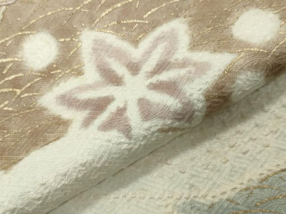 平和屋着物●訪問着　絞り　刺繍　草花文　金彩　正絹　逸品　CABI0485gh