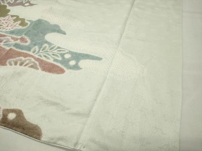 平和屋着物●訪問着　絞り　刺繍　草花文　金彩　正絹　逸品　CABI0485gh