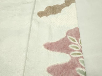 平和屋着物●訪問着　絞り　刺繍　草花文　金彩　正絹　逸品　CABI0485gh