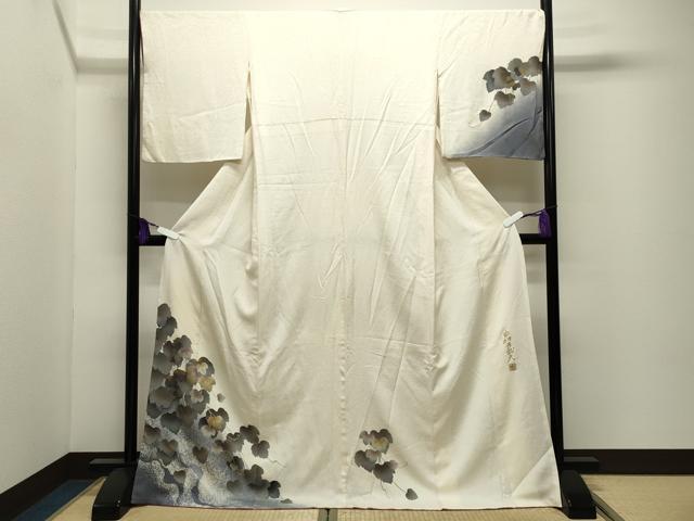 平和屋着物●皇室デザイナー　中村乃武夫　訪問着　蔦の葉文　暈し染め　金彩　やまと誂製　ロング丈　正絹　逸品　CABI0486gh
