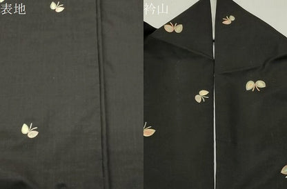 平和屋着物●本場縞大島紬　総刺繍　舞蝶文　正絹　逸品　CABI0487gh