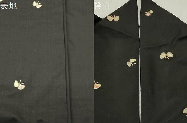 平和屋着物●本場縞大島紬　総刺繍　舞蝶文　正絹　逸品　CABI0487gh