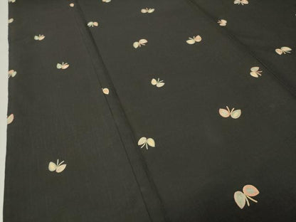 平和屋着物●本場縞大島紬　総刺繍　舞蝶文　正絹　逸品　CABI0487gh