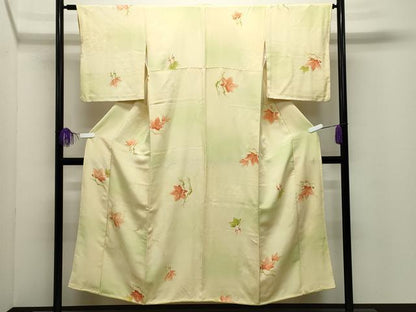 平和屋着物●上質な小紋　地紋起こし　楓文　正絹　逸品　CABI0488gh