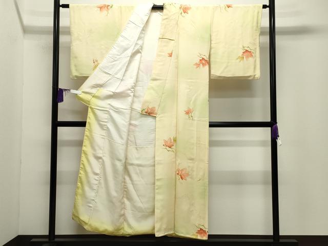 平和屋着物●上質な小紋　地紋起こし　楓文　正絹　逸品　CABI0488gh