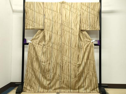 平和屋着物●上質な紬　竜巻絞り　吉祥間道　やまと誂製　ロング丈　正絹　逸品　CABI0492gh