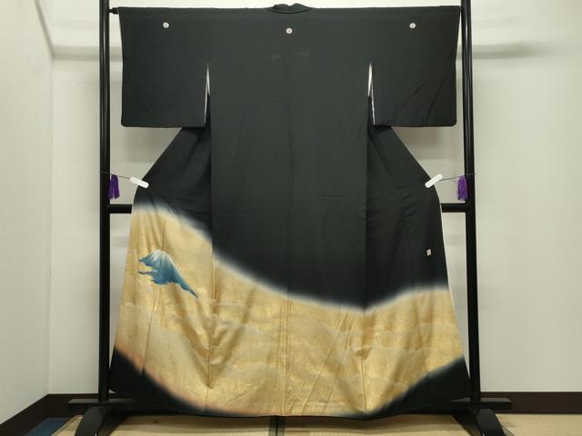 平和屋着物●近代日本画の巨匠　横山大観　じゅらく謹製　黒留袖　富士山　暈し染め　金彩　正絹　逸品　CABI0493gh