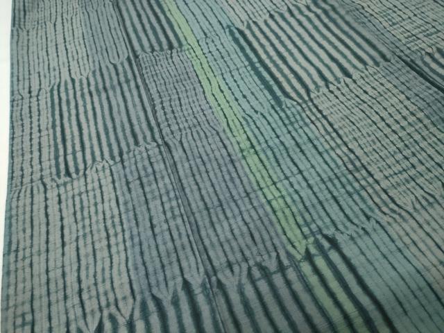 平和屋着物●上質な紬　杢目絞り　幾何学文様　正絹　逸品　CABI0495gh