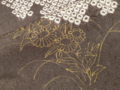 平和屋着物●訪問着　絞り　刺繍　雪輪花文　金彩　正絹　逸品　CABI0497gh