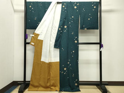 平和屋着物●上質な小紋　舞桜文　金彩　やまと誂製　ロング丈　正絹　逸品　CABI0499gh