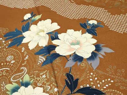 平和屋着物●訪問着　絞り　花唐草文　金銀彩　正絹　逸品　CABI0500gh
