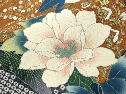 平和屋着物●訪問着　絞り　花唐草文　金銀彩　正絹　逸品　CABI0500gh