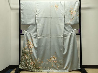 平和屋着物●訪問着　立波扇面花文　暈し染め　金彩　正絹　逸品　CABI0502gh