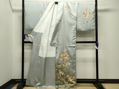 平和屋着物●訪問着　立波扇面花文　暈し染め　金彩　正絹　逸品　CABI0502gh