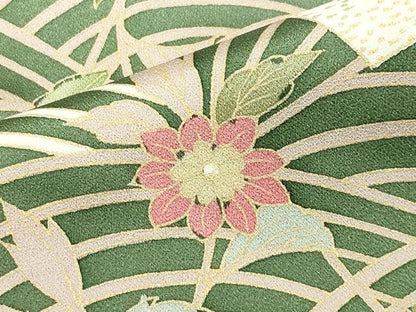 平和屋着物●訪問着　立波扇面花文　暈し染め　金彩　正絹　逸品　CABI0502gh