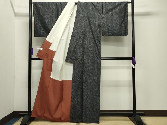平和屋着物●本場大島紬　花唐草間道　正絹　逸品　CABI0505gh