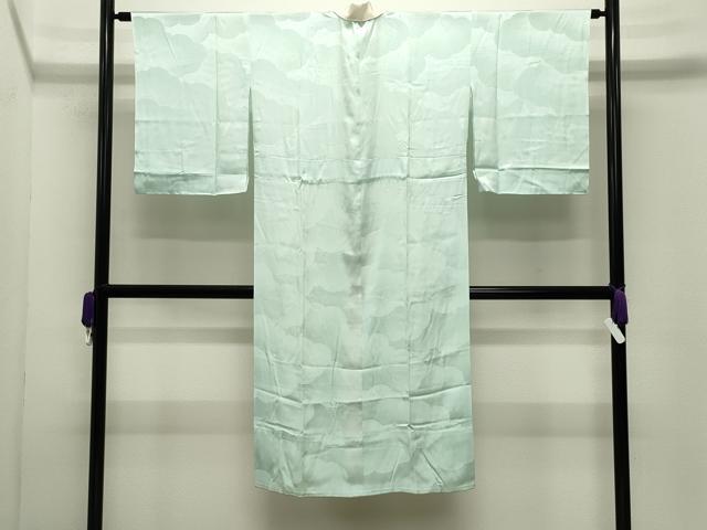 平和屋着物●長襦袢　無双仕立て　色無地　雲重ね地紋　白緑色　正絹　逸品　CABI0506gh