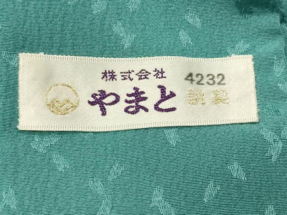 平和屋着物●長襦袢　無双仕立て　色無地　舞桜地紋　青竹色　やまと誂製　正絹　逸品　CABI0508gh