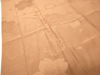平和屋着物●長襦袢　無双仕立て　色無地　舞桜地紋　駱駝色　やまと誂製　正絹　逸品　CABI0511gh