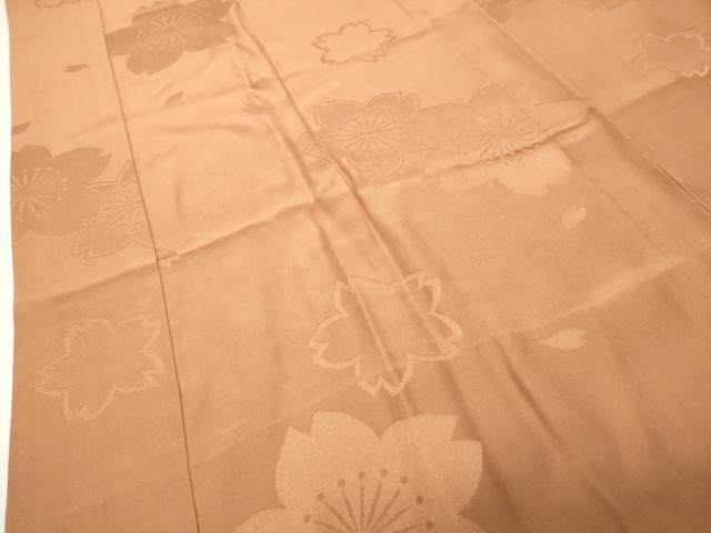 平和屋着物●長襦袢　無双仕立て　色無地　舞桜地紋　駱駝色　やまと誂製　正絹　逸品　CABI0511gh