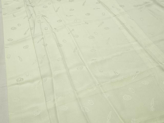 平和屋着物●長襦袢　無双仕立て　色無地　成り物地紋　若芽色　正絹　逸品　CABI0512gh