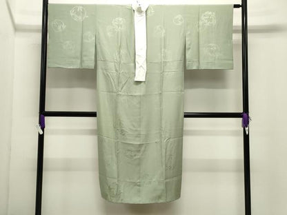 平和屋着物●長襦袢　無双仕立て　色無地　花丸地紋　山葵色　正絹　逸品　CABI0513gh