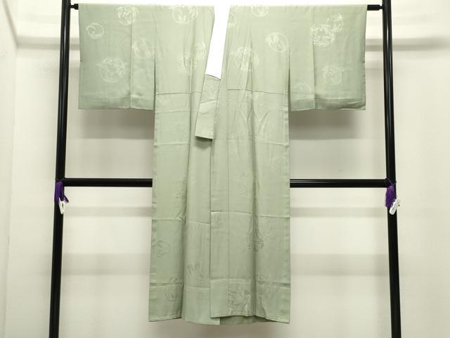 平和屋着物●長襦袢　無双仕立て　色無地　花丸地紋　山葵色　正絹　逸品　CABI0513gh