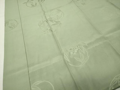 平和屋着物●長襦袢　無双仕立て　色無地　花丸地紋　山葵色　正絹　逸品　CABI0513gh