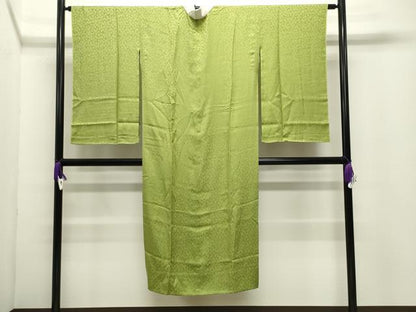 平和屋着物●長襦袢　単衣　色無地　桜地紋　萌黄色　正絹　逸品　CABI0514gh