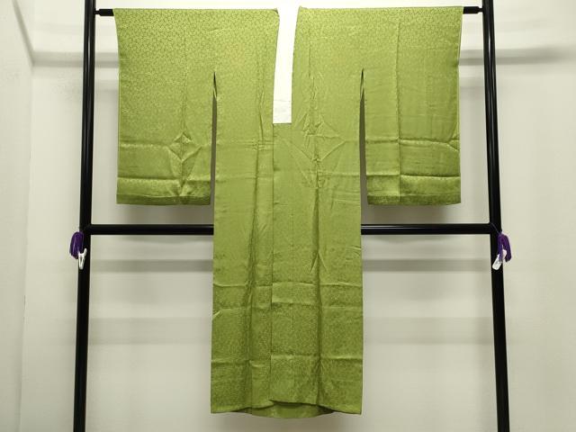平和屋着物●長襦袢　単衣　色無地　桜地紋　萌黄色　正絹　逸品　CABI0514gh