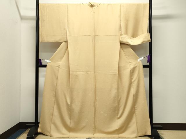 平和屋着物●上質な色無地　小石丸　舞菊地紋　花葉色　反端付き　ロング丈　正絹　逸品　CABI0516gh