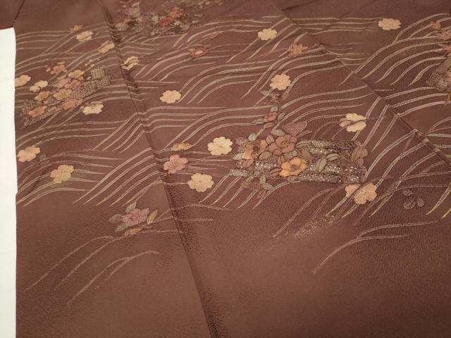 平和屋着物●中国三大刺繍　スワトウ刺繍　相良刺繍　訪問着　花筏　金彩　正絹　逸品　CABI0517gh